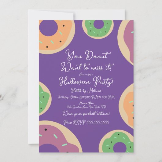 Spuit Donut Kostuum Halloween Feest Script   Kaart (Voorkant)