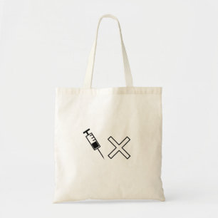 Spuit en x symbool geen vaccin tote bag
