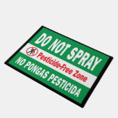 Spuit geen pesticiden Engels Spaans Deurmat (Schuin)