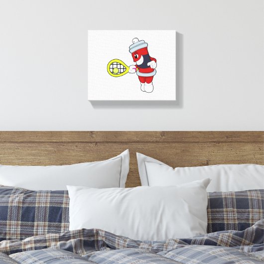 Spuit in Tennis met Tennis racket Canvas Afdruk (Insitu (Slaapkamer))