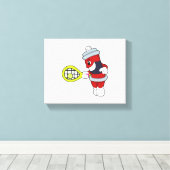 Spuit in Tennis met Tennis racket Canvas Afdruk (Insitu (Houten vloer))