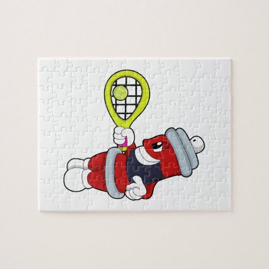 Spuit in Tennis met Tennis racket Legpuzzel (Horizontaal)