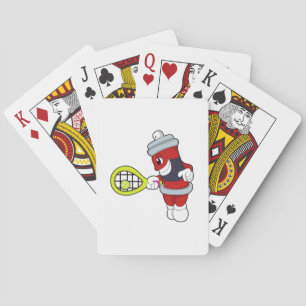 Spuit in Tennis met Tennis racket Pokerkaarten