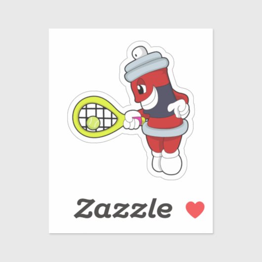 Spuit in Tennis met Tennis racket Sticker (Vel)
