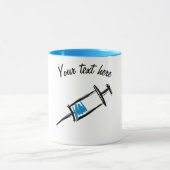 Spuit, met de hand getrokken. Injectie, arts, verp Mok (Midden)