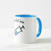 Spuit, met de hand getrokken. Injectie, arts, verp Mok (Voorkant rechts)