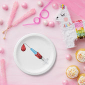 Spuit met een rode druppel papieren bordje (Feest)