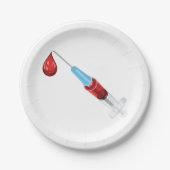 Spuit met een rode druppel papieren bordje (Voorkant)