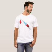 Spuit met een rode druppel t-shirt (Voorkant volledig)