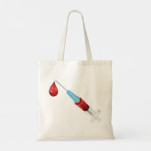Spuit met een rode druppel tote bag (Achterkant)