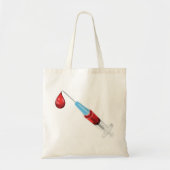 Spuit met een rode druppel tote bag (Voorkant)