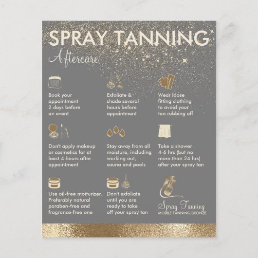 Spuit Tanning Grey Body Paint Aftercare Flyer (Achterkant)