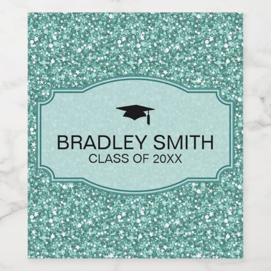 Spuitblauw groen strooisel - Afstuderen Wijn Etiket (Enkel label)