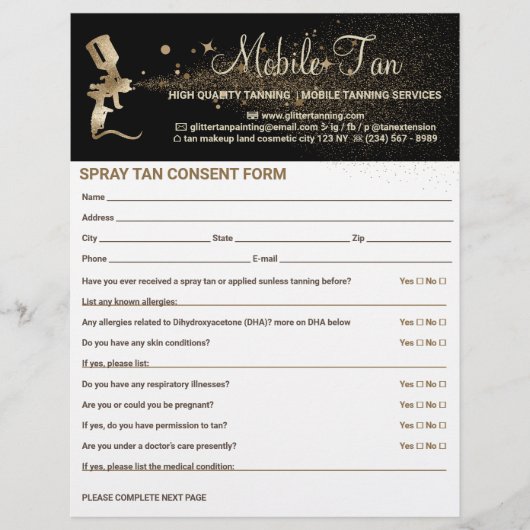 Spuitbruiner Zakelijk Plan Toestemming Waiver Form Flyer (Voorkant)
