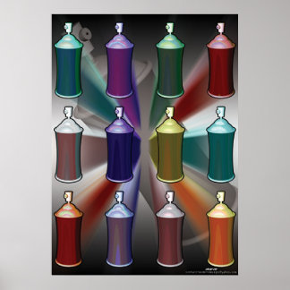 spuitbussen kunnen kunst poppen poster