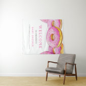 Spuitdonuts Waterverf Roze Baby Shower Wandkleed (In Situ (horizontaal))