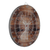 spuitdoppen op het dartboard van hout dartbord (Voorkant Links)