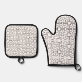 Spuitende geometrische patroon ovenwant & pannenlap set