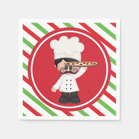 Spuiter Italiaanse chef-kokspizza met servetten (Voorkant)