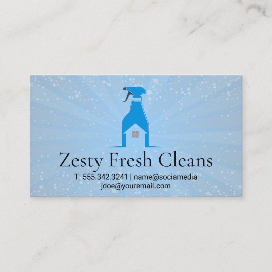 Spuitfles Home Cleaner Logo | luchtbellen Visitekaartje (Voorkant)