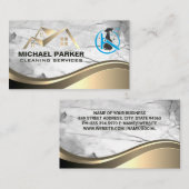 Spuitfles | House Roof Logo | Marmer Metal Visitekaartje (Voorkant / Achterkant)