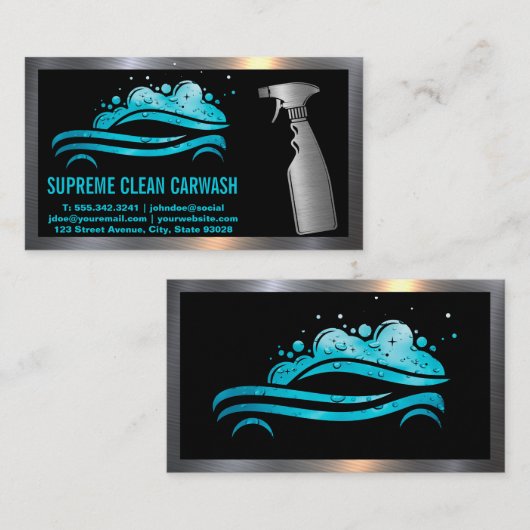 Spuitfles | Logo van waswater voor auto's Visitekaartje (Voorkant / Achterkant)