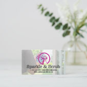 Spuitfles Logo | Vrouw maakt Glasraam Schoon Visitekaartje (Staand voorkant)