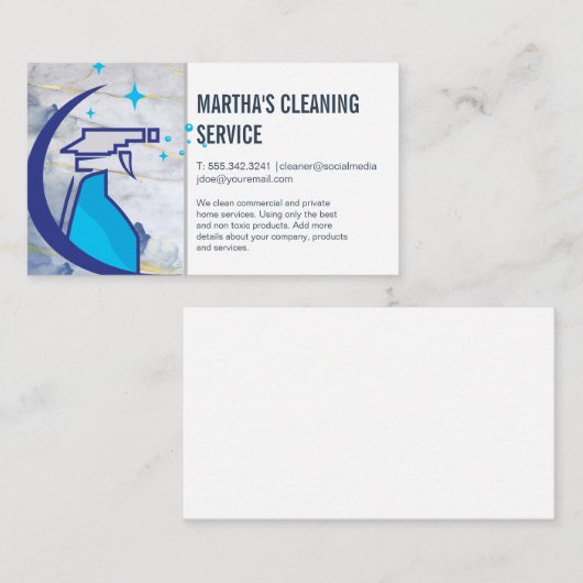 Spuitfles reinigen visitekaartje (Voorkant / Achterkant)