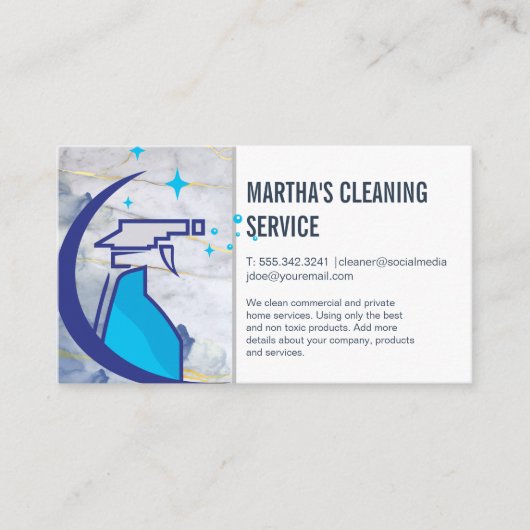 Spuitfles reinigen visitekaartje (Voorkant)