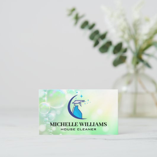 Spuitfles voor reinigingsoplossing | Bubbles Visitekaartje (Staand voorkant)