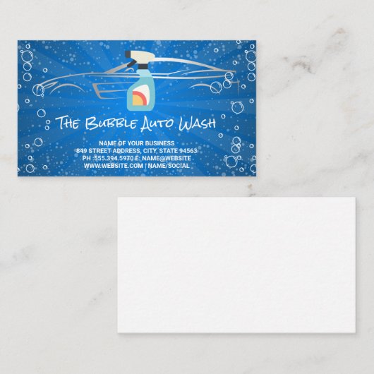 Spuitfles | Zeep Bubbles Auto's Visitekaartje (Voorkant / Achterkant)