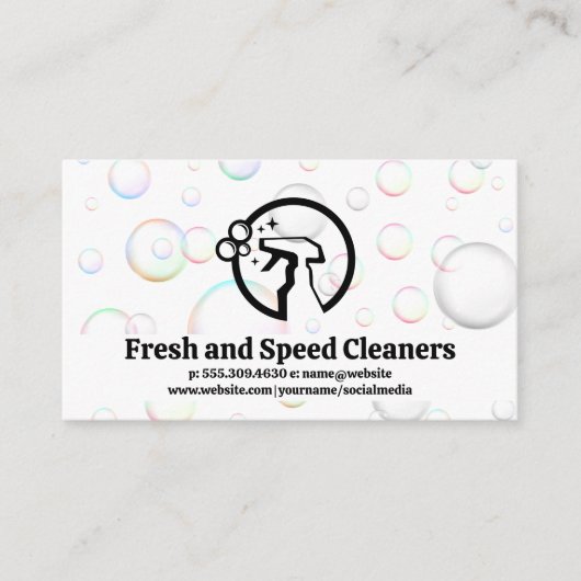 spuitfles | Zeepbellen | Reinigingsmiddelen Visitekaartje (Voorkant)