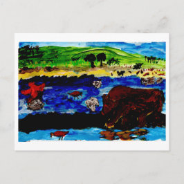 Spuitgat met beer briefkaart