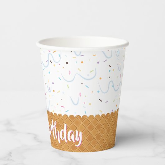 Spuitjes en Witte Ijs Verjaardag Papieren Bekers (Achterkant)