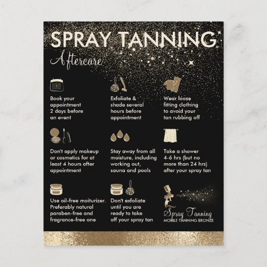 Spuitlooiing Bronze body Paint Aftercare Tips Flyer (Achterkant)