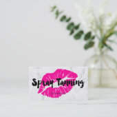 Spuitlooiing lippen neonroze typografie visitekaartje (Staand voorkant)