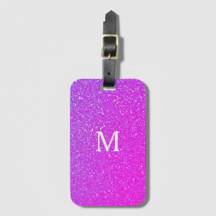 Spuitroze glitter ombre Monogram Initiaal Cute Bagagelabel