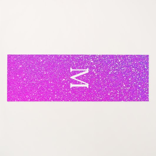 Spuitroze glitter ombre Monogram Initiaal Cute Yogamat (Voorkant (horizontaal))