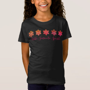 Spuitroze oranje leuk sneeuwvlokpatroon t-shirt