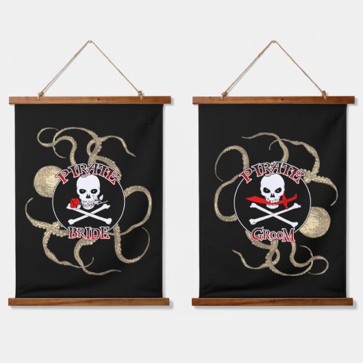 Spuitset Pirate Bride en Pirate Groom Hangend Wandkleed (Dubbel)