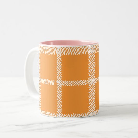 SpuitSinaasappel Tweekleurige Koffiemok (Voorkant links)