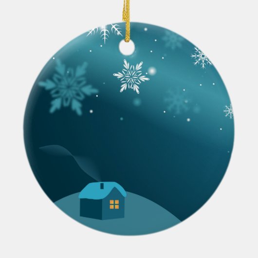 Spuitsneeuwlandschap Keramisch Ornament (Achterkant)