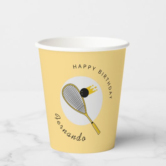 Spuitspeler Coach Racket & Ball Kids Birthday Papieren Bekers (Voorkant)