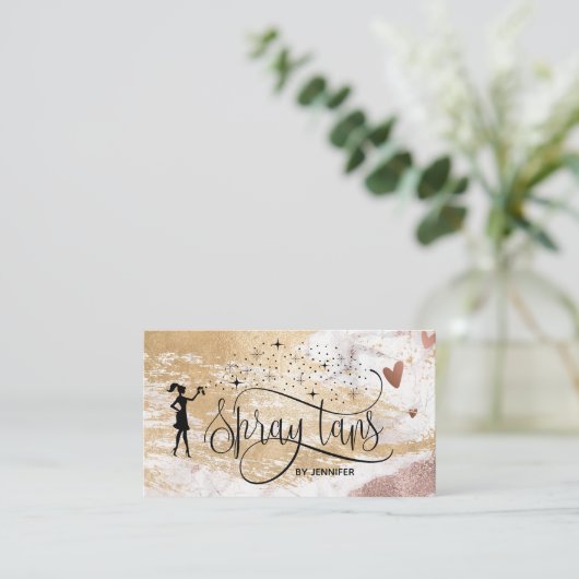 Spuittangen script gouden glitter borstel beroerte visitekaartje (Staand voorkant)