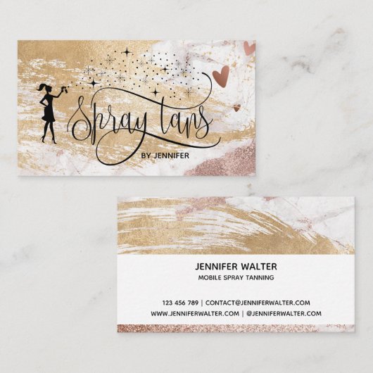 Spuittangen script gouden glitter borstel beroerte visitekaartje (Voorkant / Achterkant)