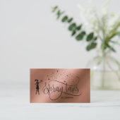 Spuittangen script roos goud glitter koper visitekaartje (Staand voorkant)