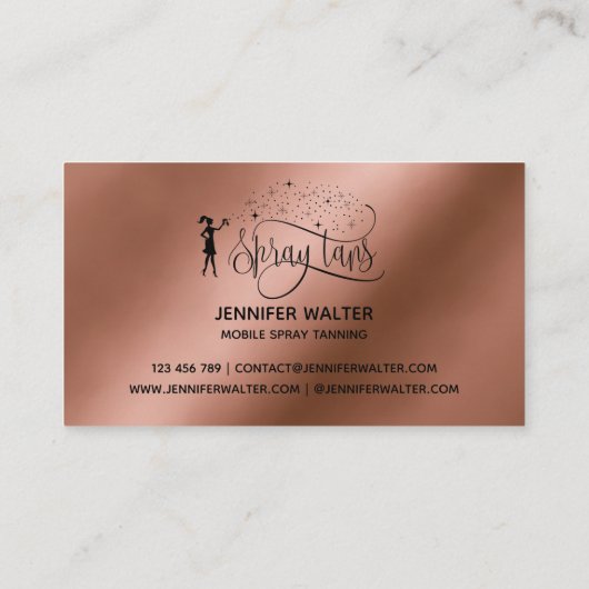 Spuittangen script roos goud glitter koper visitekaartje (Achterkant)