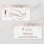 Spuittangen script roos gouden glitter confetti visitekaartje (Voorkant / Achterkant)