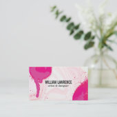 Spuitverf druppel | Roze marmer Visitekaartje (Staand voorkant)