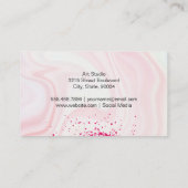 Spuitverf druppel | Roze marmer Visitekaartje (Achterkant)